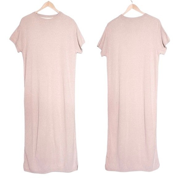 J. Jill Short Sleeve Maxi Sweatshirt Dress Mauve Heather Women’s Size Medium - Picture 1 of 10